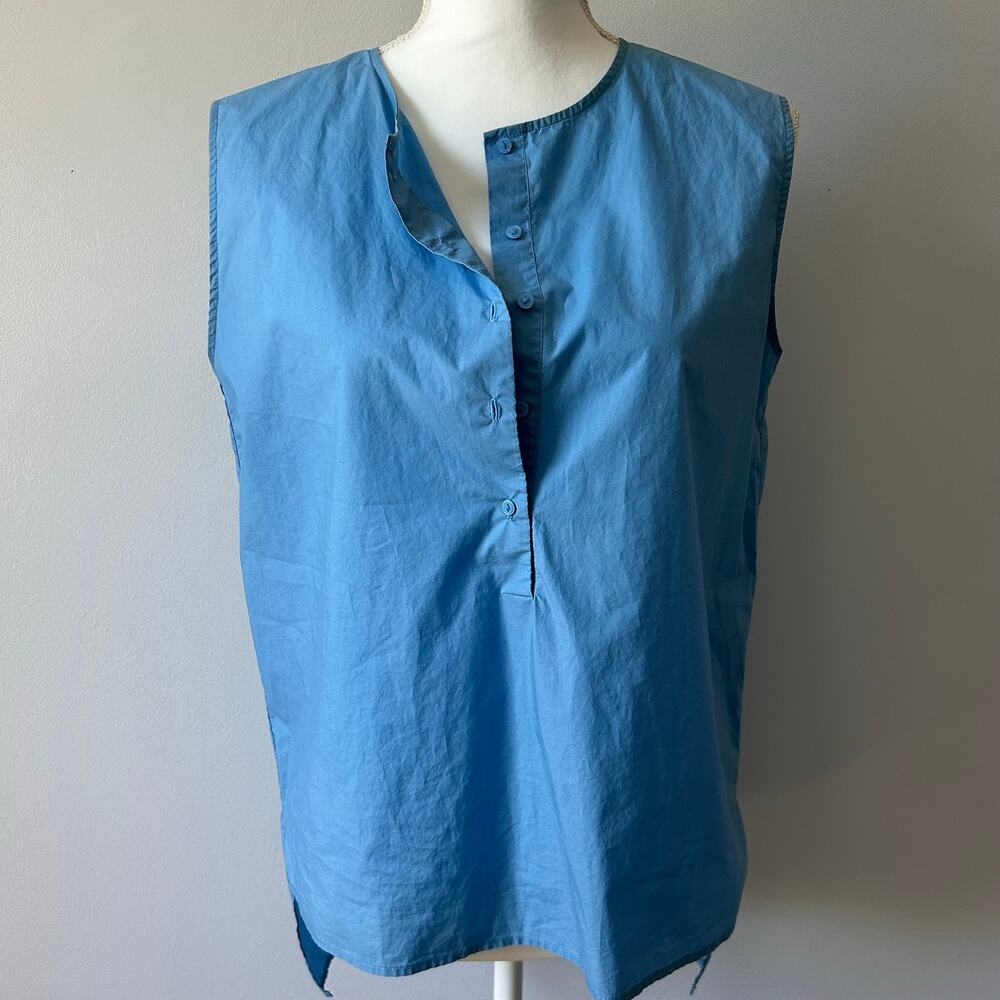 COS 100% Cotton Blue Button Up Breathable Natural Tank Top Blouse 38